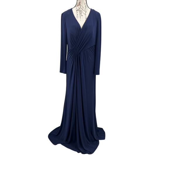 La Femme V-Neckline Longsleeve A-Line Dress in Navy, size 14, NWT - Picture 6 of 15